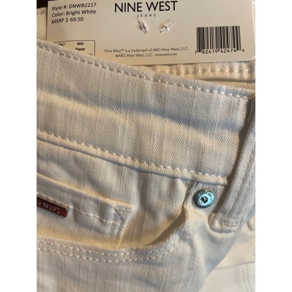 NINE WEST NWT Gramercy Cropped Bright White Jeans Size 16 New With Tags - Picture 6 of 10